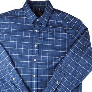 UNTUCKit Otranto Blue Windowpane Plaid Slim Fit Button Down Shirt Mens Medium